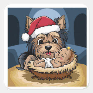 Holly chlid adored by yorkshire Terrier Square Sticker
