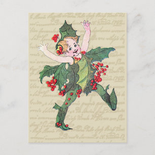 Holly Christmas Fairy Holiday Postcard