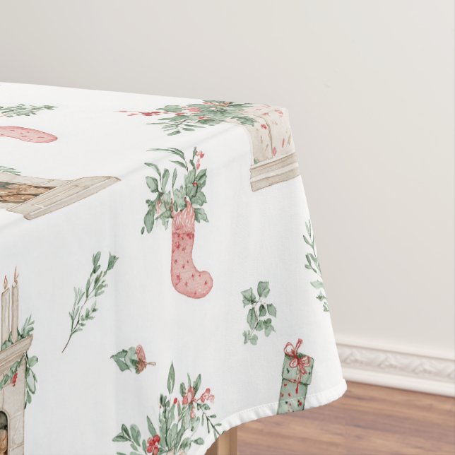 Holly Christmas Pattern Tablecloth (In Situ)