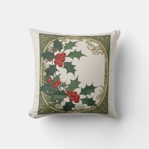 Holly Christmas Red Berry Decorative Holiday Cushion
