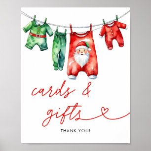 Holly Christmas Santa Baby Shower Cards & Gifts Poster