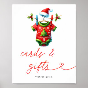 Holly Christmas Santa Baby Shower Cards & Gifts Poster