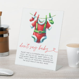  Holly Christmas Santa Baby Shower Dont Say Baby Pedestal Sign