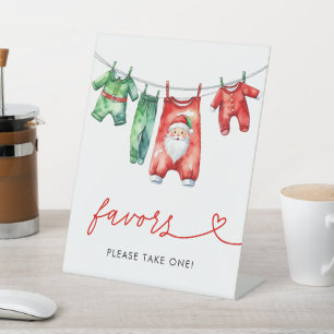 Holly Christmas Santa Baby Shower Favour Sign