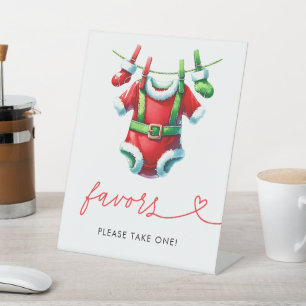 Holly Christmas Santa Baby Shower Favour Sign