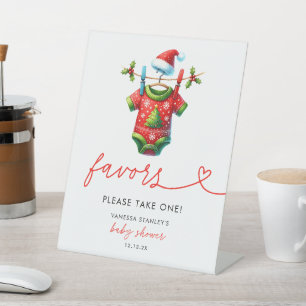 Holly Christmas Santa Baby Shower Favour Sign