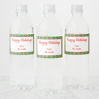 Holly Christmas Water Bottle Label