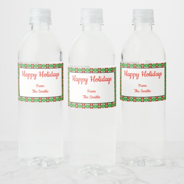 Holly Christmas Water Bottle Label (Bottles)