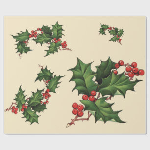 Holly Christmas Wrapping Paper