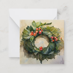 Holly Christmas wreath Card