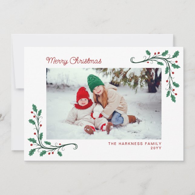 Holly Corners Snapshots of Year Merry Christmas Holiday Card (Front)