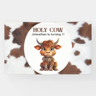 Holly Cow hide brown white banner