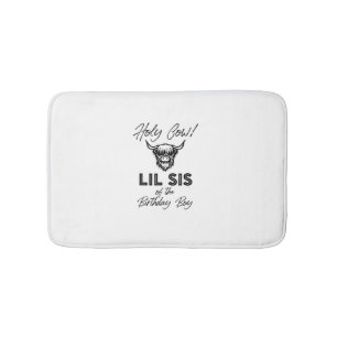Holly Cow Lil Sis Of The Birthday Boy Highland Cow Bath Mat