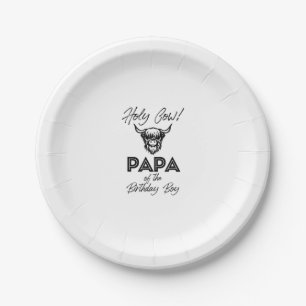 Holly Cow Papa Of The Birthday Boy Highland Cow 1s Paper Plate