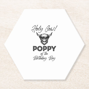 Holly Cow Poppy Of The Birthday Boy Highland Cow 1 Paper Coaster