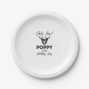 Holly Cow Poppy Of The Birthday Boy Highland Cow 1 Paper Plate