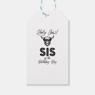 Holly Cow Sis Of The Birthday Boy Highland Cow 1st Gift Tags