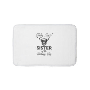 Holly Cow Sister Of The Birthday Boy Highland Cow Bath Mat