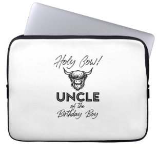 Holly Cow Uncle Of The Birthday Boy Highland Cow 1 Laptop Sleeve