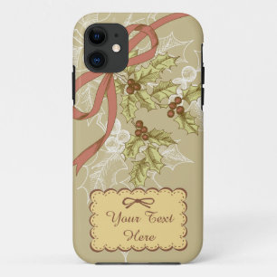 Holly-Day Sketch Holly Berries and Leaves iPhone 11 Case