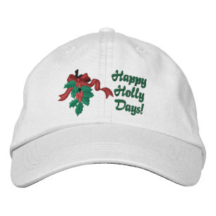 Holly Days Embroidered Hat