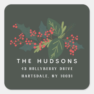 Holly Days   Holiday Return Address Label