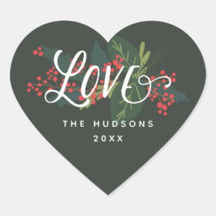 Holly Days   Love Custom Name Heart Sticker