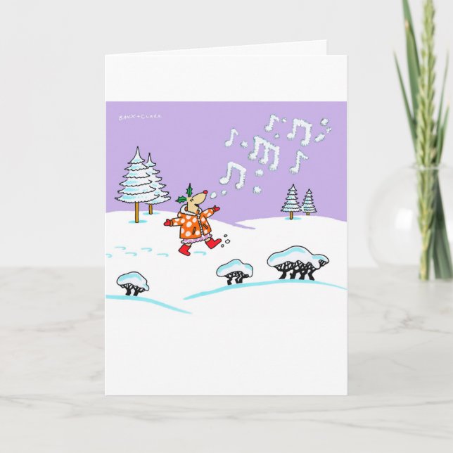 Holly Deer in full song Xmas card (Front)