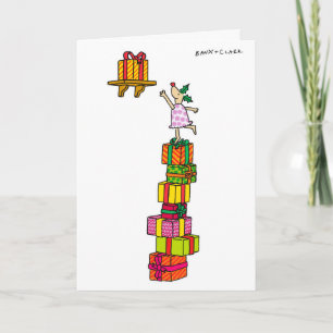 Holly Deer with presents Xmas card