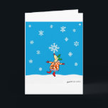 Holly Deer with snowflakes Xmas card<br><div class="desc">Holly Deer balances a huge snowflake on her nose.</div>