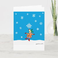 Holly Deer with snowflakes Xmas card