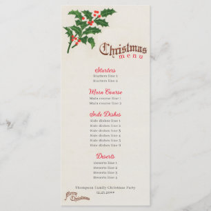 Holly Elegant Festive Christmas Dinner Party Menu
