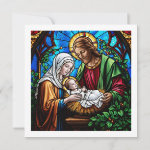 Holly family crystal stained glass image save the date