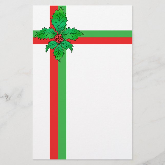 Holly Fleur de lis Stationery (Front)