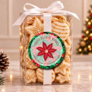 Holly Floral Christmas Homemade Holiday Baking Classic Round Sticker