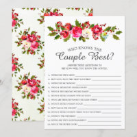 Holly Floral Who Knows the Couple Best Bridal Game