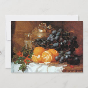 Holly & Fruit Still Life Vintage Victorian Era Holiday Card