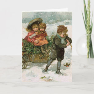 Holly Gathering - a Victorian Christmas card