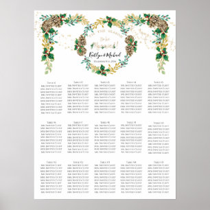 Holly Gold Foliage Christmas Wedding Seating Chart