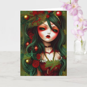 Holly Gothic Illustration Christmas Card