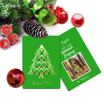 Holly Green Joyoux Noel Photo Christmas Card