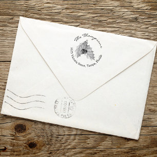 Holly Greenery Return Address Christmas Rubber Stamp