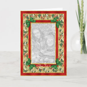 Holly Greetings Holiday Card