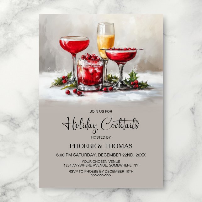 Holly Holiday Cocktail Party Invitation (Creator Uploaded)
