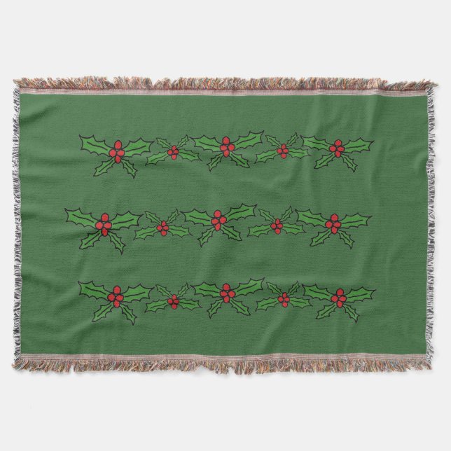 Holly holiday throw blanket (Front)