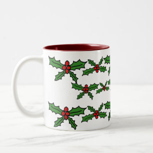 Holly holiday Two-Tone coffee mug