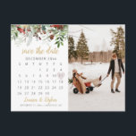 HOLLY Holiday Winter Photo Save The Date  Postcard<br><div class="desc">This is a holiday themed save the date postcard featuring a festive calendar a spot for your own special picture. Use the "personalise this template" button to make this magnet completely your own! Add your own special image enter any text to make this save the date postcard completely fit your...</div>