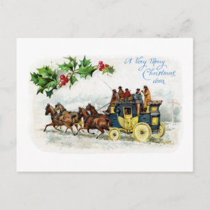 Holly, Horses and Stagecoach Postcard