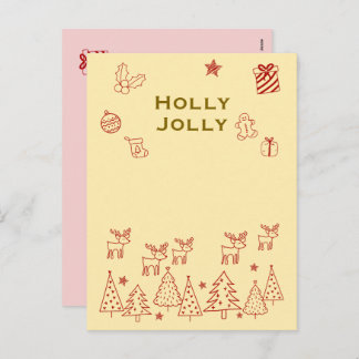『Holly Jolly』トナカイのかわいいクリスマスカード♡ Holiday Postcard