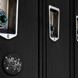 Holly Jolly AF Black Silver Star Keepsake Favour Magnet